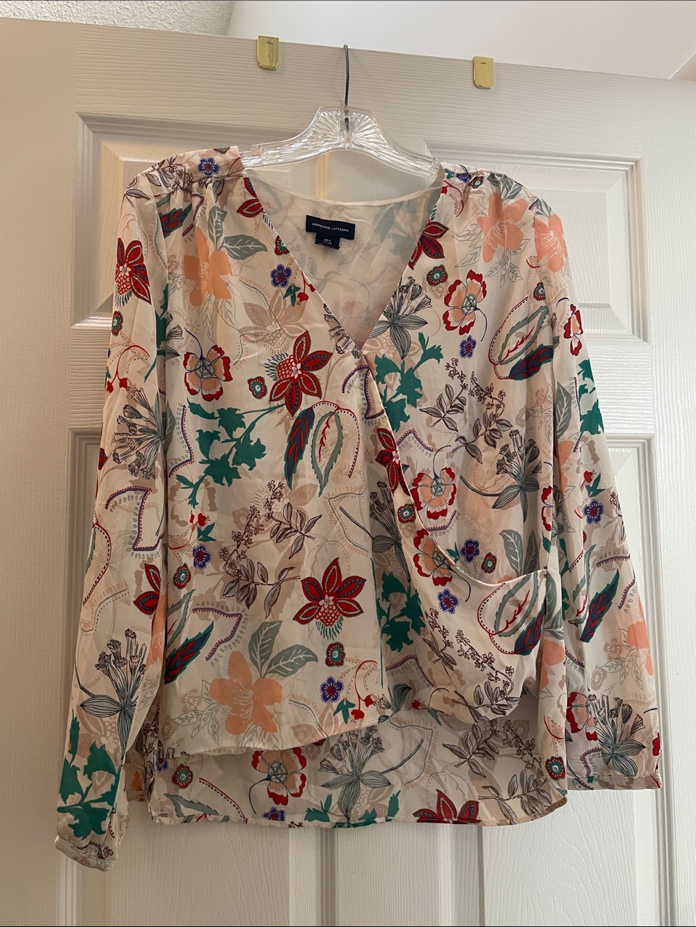 Adrienne VitaadiniWrap Blouse in Cream Multi
